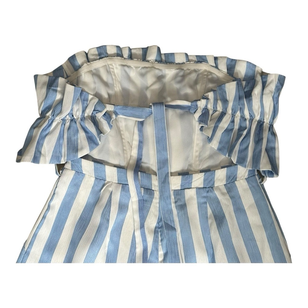 Entro Voluminous Top‎ Wide Leg Blue White Striped Jumpsuit Size Medium - Picture 4 of 12